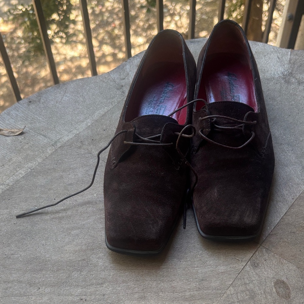 Salvatore Ferragamo Dark Brown Suede Oxfords